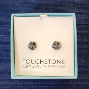 Blue Crystal Seashell Earrings